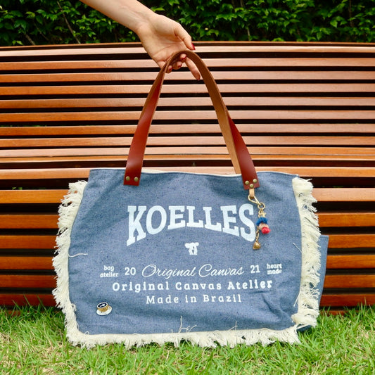 Bolsa Wallow Jeans com Alça de Couro Marrom