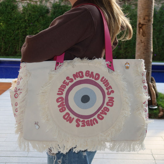 Bolsa Wallow Good Vibes Rosa com Alça de Couro Rosa com Zíper