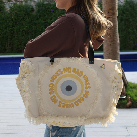 Bolsa Wallow Good Vibes Amarelo com Alça de Couro Preto