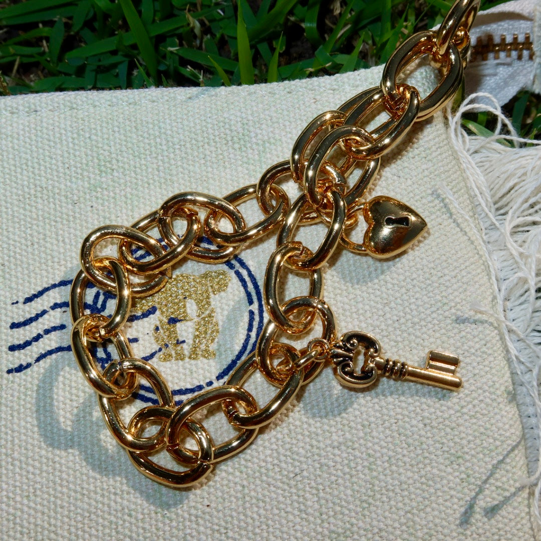 Necessaire Flat Verde (Marinho e Dourado)