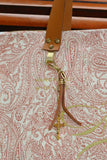 Bolsa Wallow Arabesque Terracota com Alça de Couro Caramelo com Zíper