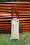 Bolsa Nuna Bege com Alças de Couro Marrom