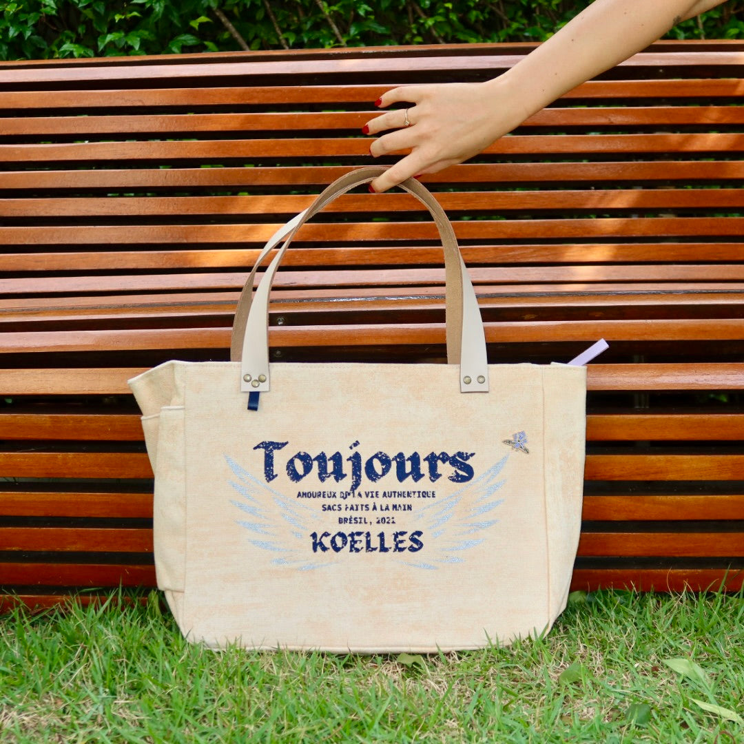 Bolsa Nuna Laranja com Alças de Couro Off White