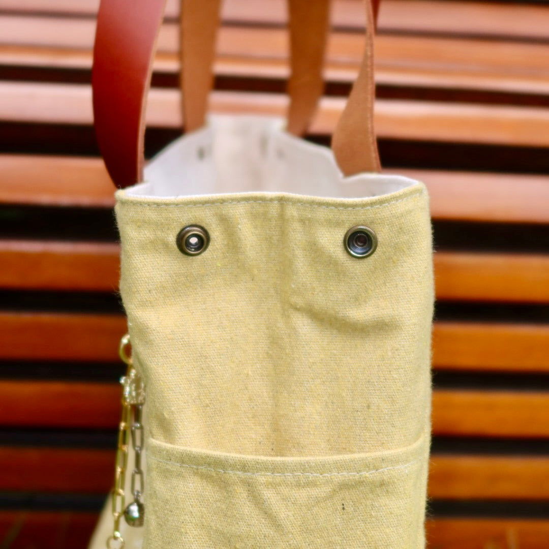 Bolsa Wallow Mostarda com Alça de Couro Marrom com Zíper