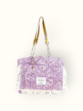 Bolsa Katrin Arabesque Vinho com Alças de Corrente e Couro Dourado