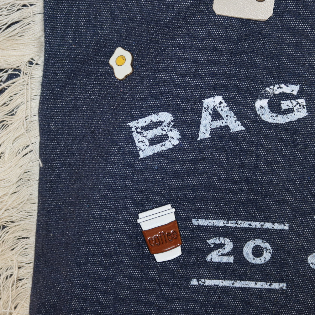 Bolsa Wallow Jeans Escuro com Alça de Couro Off White