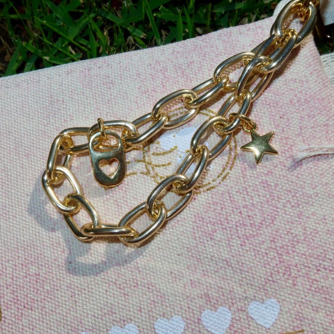 Necessaire Flat Lilac Estampada (Dourado e Branco)