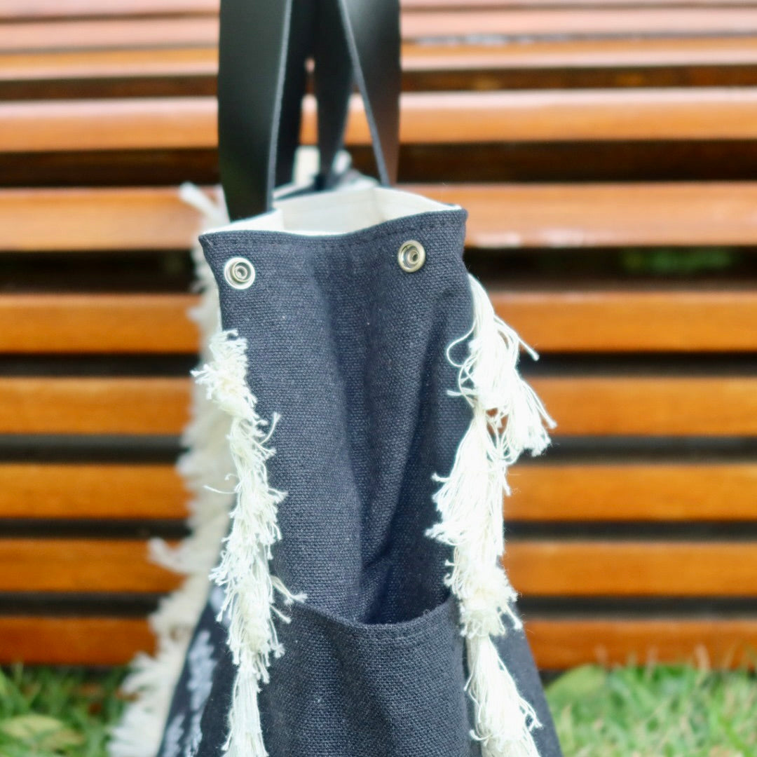 Bolsa Wallow Preto com Alça de Couro Preto