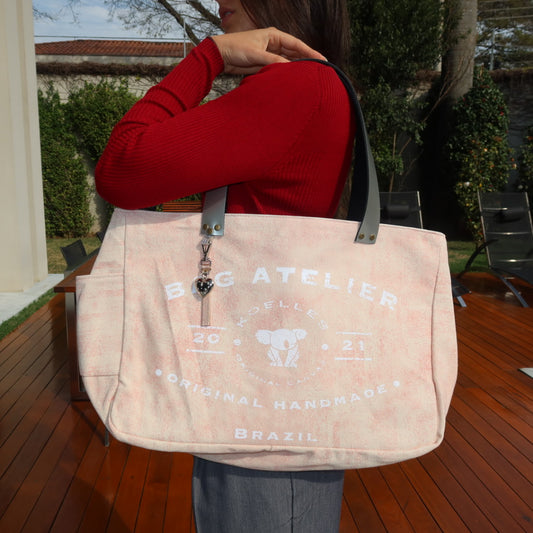 Bolsa Wallow Rosa  com Alça de Couro Prata