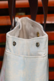 Bolsa Nuna Azul com Alças de Couro Marrom Escuro
