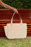 Bolsa Nuna Amarelo com Alças de Couro Off White