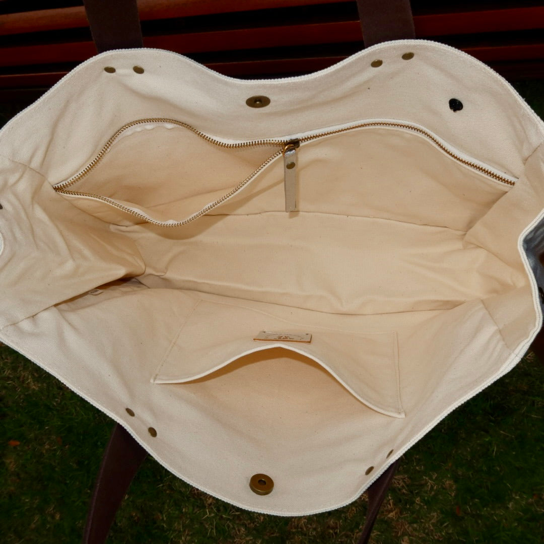 Bolsa Wallow Aqua com Alça de Couro Marrom Escuro