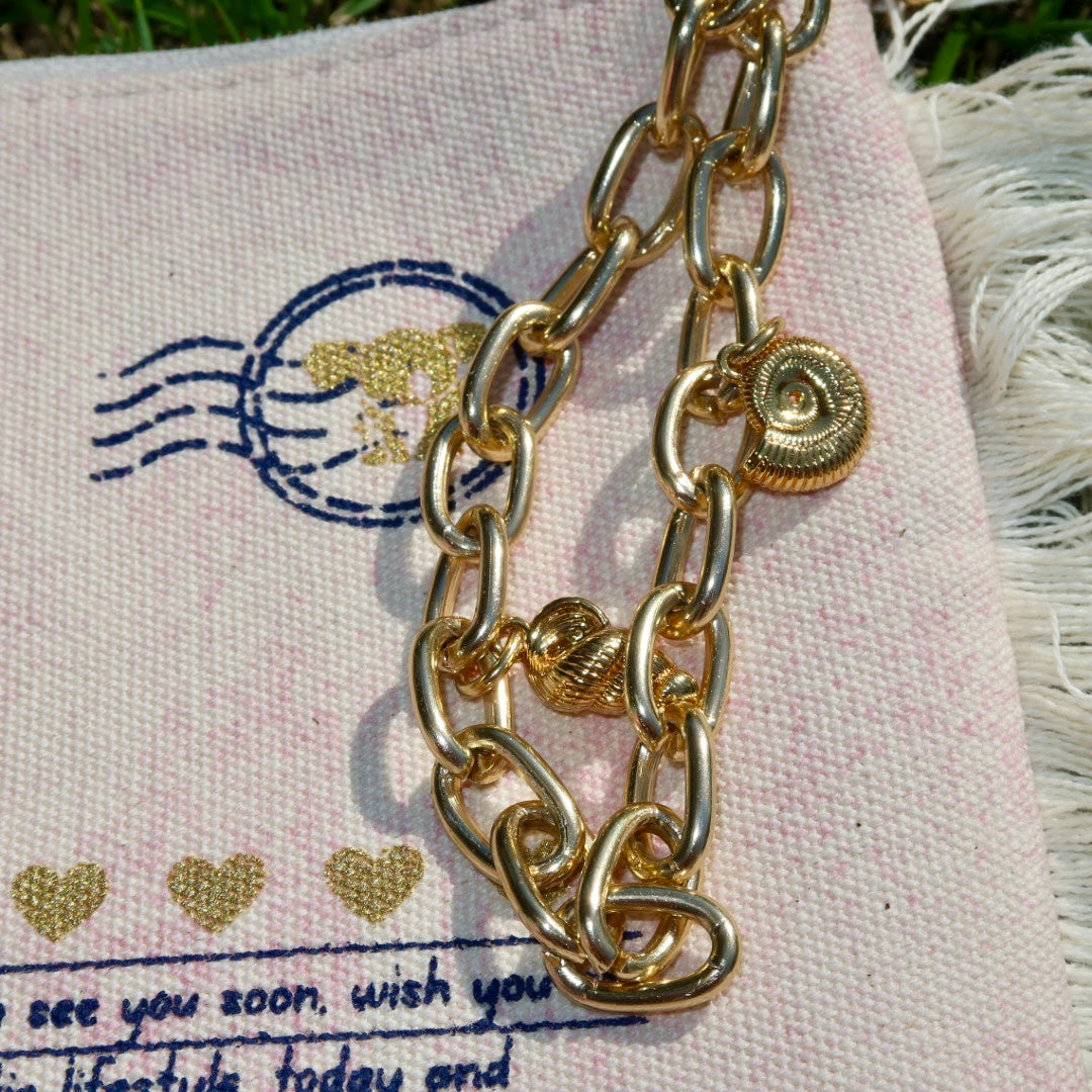 Necessaire Flat Lilac Estampada (Marinho e Dourado)