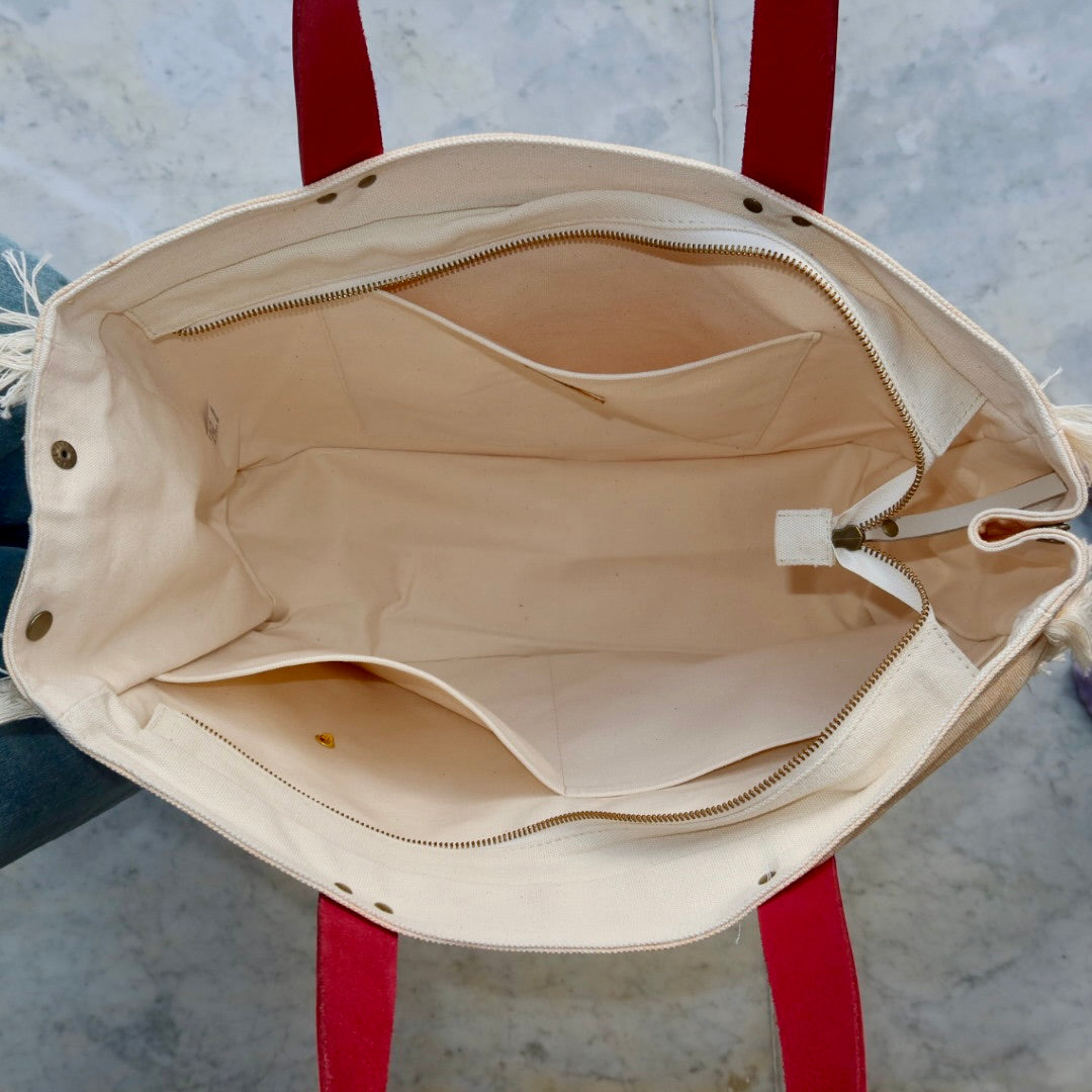 Bolsa Wallow Laranja com Alça de Couro Rosa com Zíper