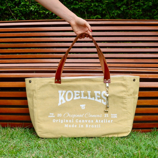 Bolsa Wallow Mostarda com Alça de Couro Marrom com Zíper