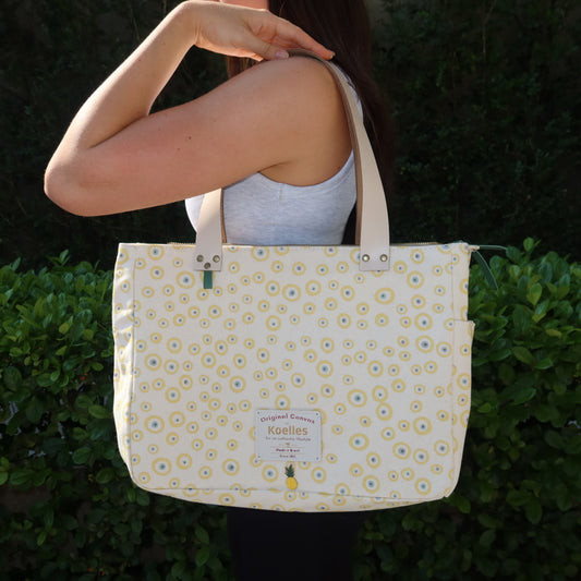 Bolsa Nuna Good Vibes Amarelo com Alças de Couro Off White