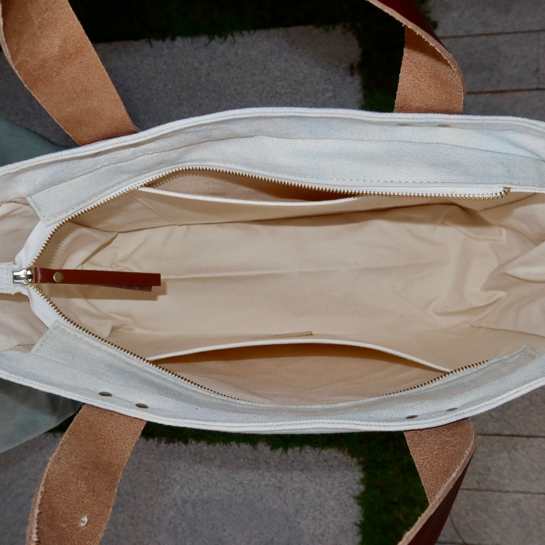 Bolsa Nuna Aqua com Alças de Couro Marrom