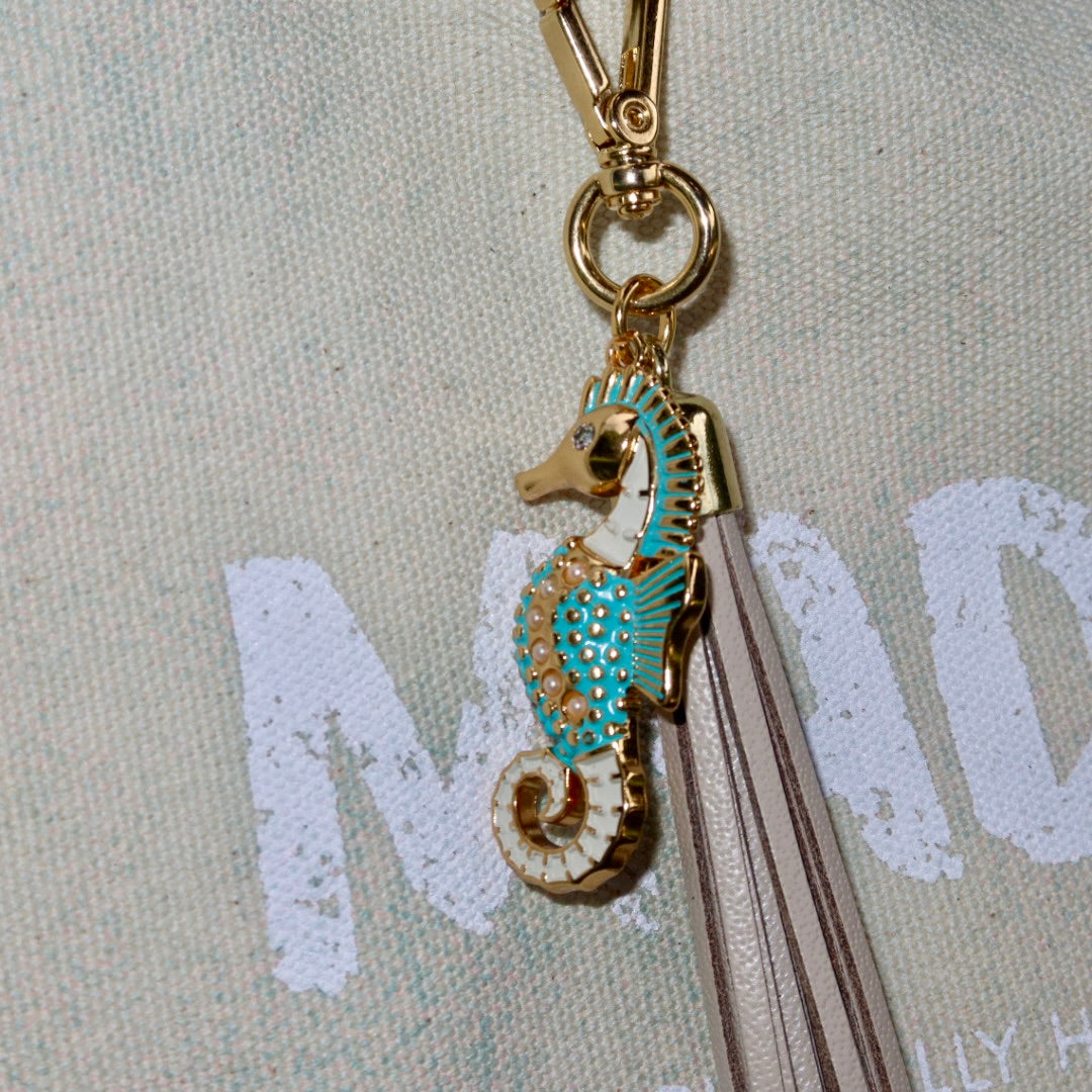 Bolsa Wallow Aqua com Alça de Couro Marrom Vinil