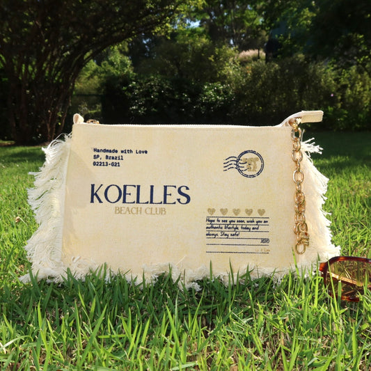 Necessaire Flat Amarela Estampada (Marinho e Dourado)