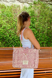 Bolsa Katrin Arabesque Vinho com Alças de Corrente e Couro Rosa Claro