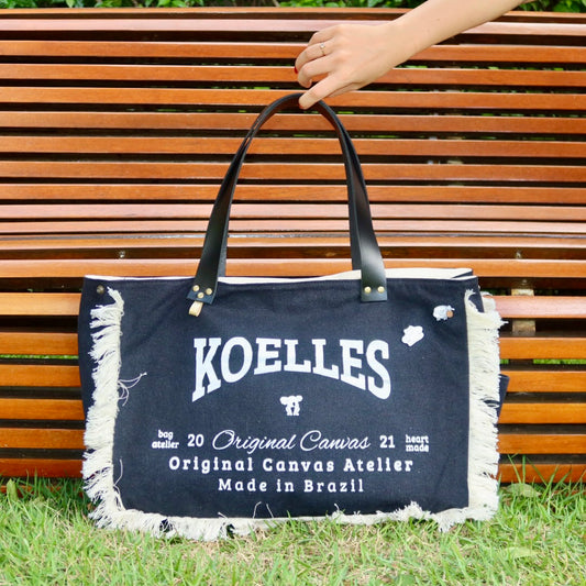 Bolsa Wallow Preto com Alça de Couro Preto