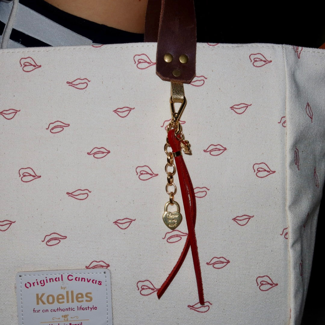 Bolsa Nuna Beijinho Cru com Alças de Couro Marrom Escuro