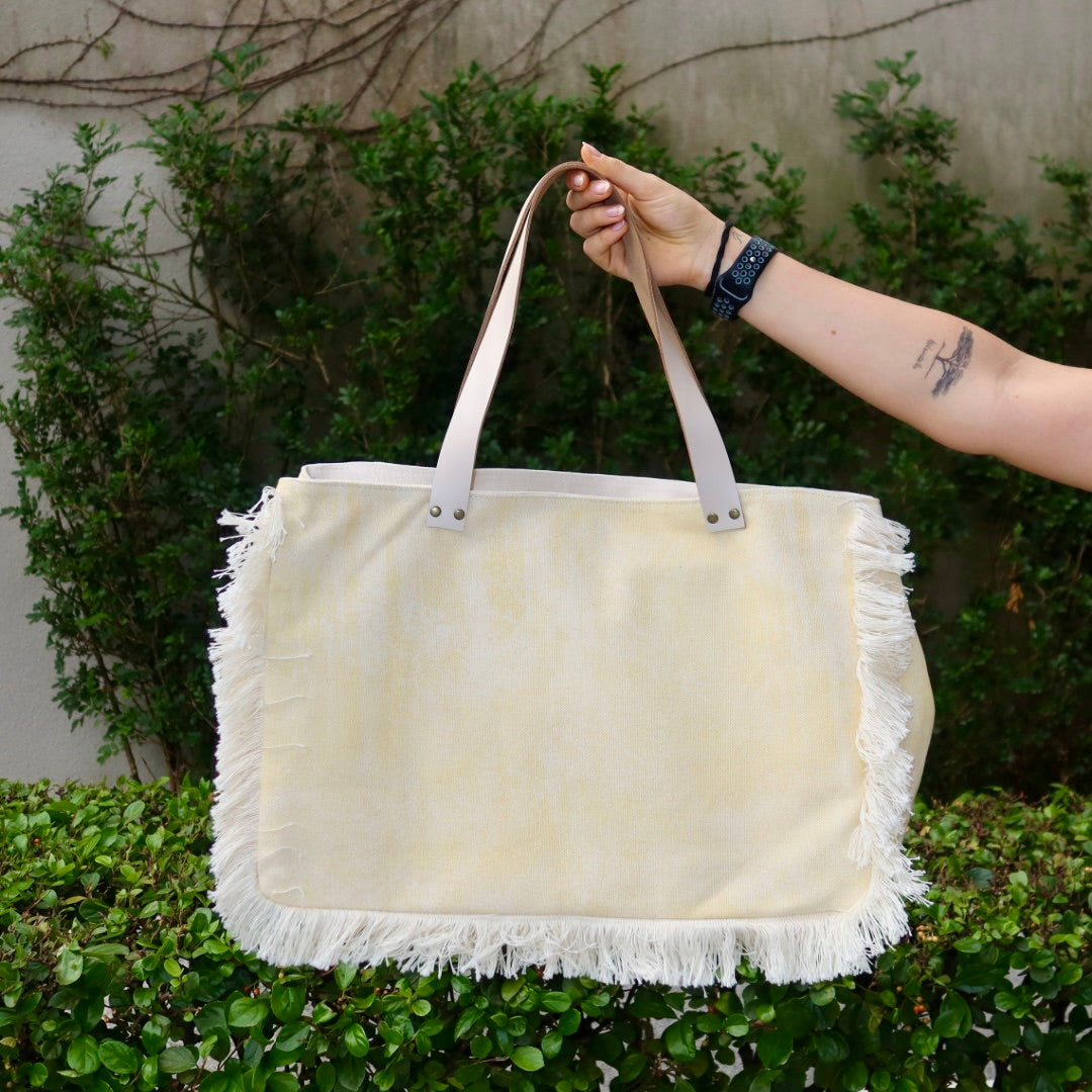 Bolsa Wallow Amarelo com Alça de Couro Off White