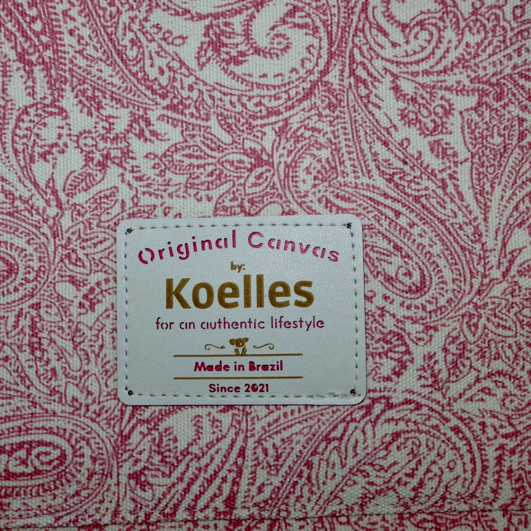 Bolsa Katrin Arabesque Rosa com Alças de Corrente e Couro Marrom Escuro