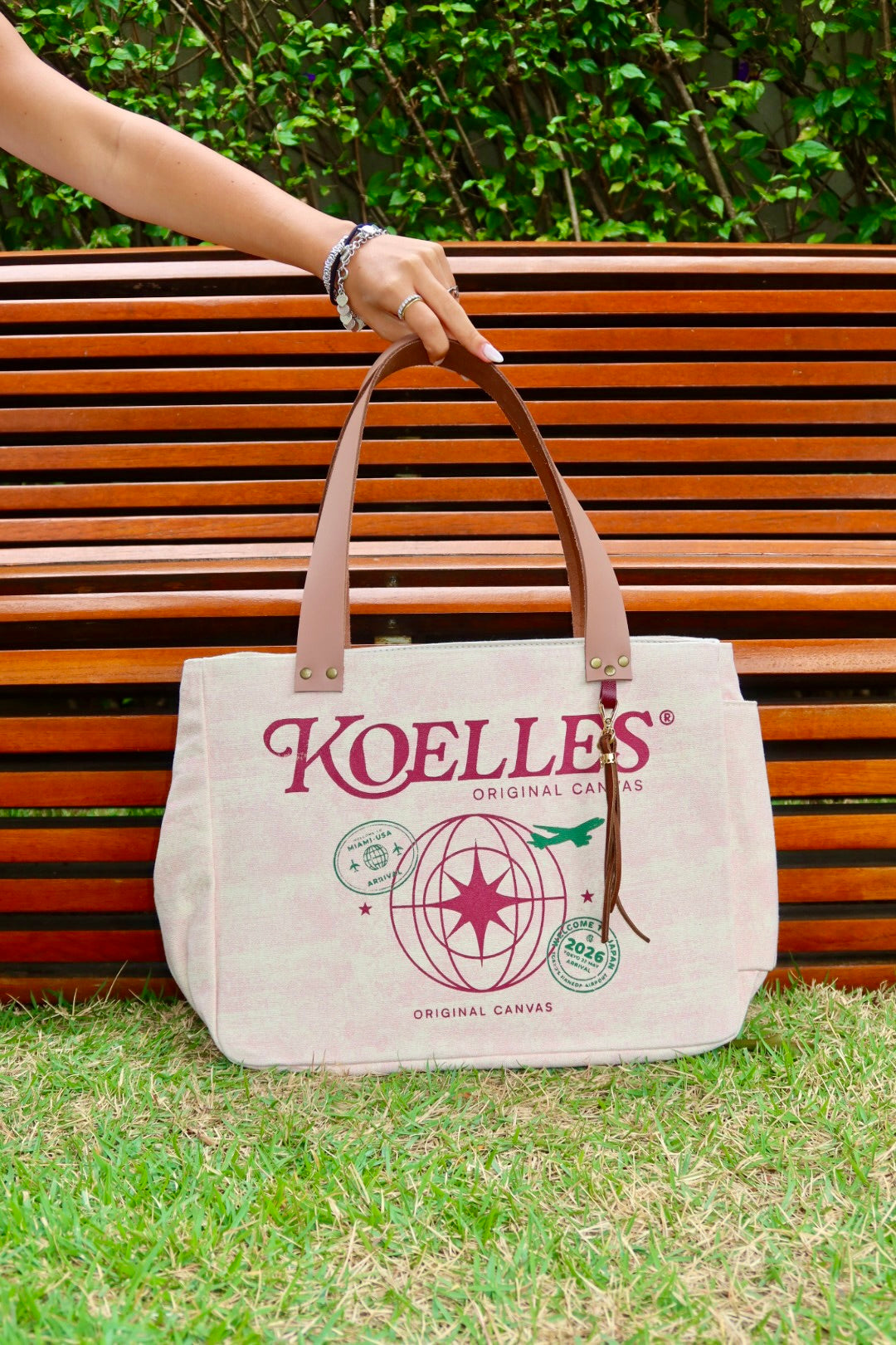 Bolsa Nuna Lilac com Alças de Couro Nude