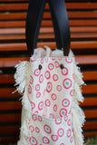 Bolsa Wallow Good Vibes Rosa com Alça de Couro Preto com Zíper