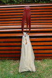 Bolsa Nuna Bege com Alças de Couro Marrom