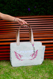 Bolsa Nuna Aqua com Alças de Couro Off White