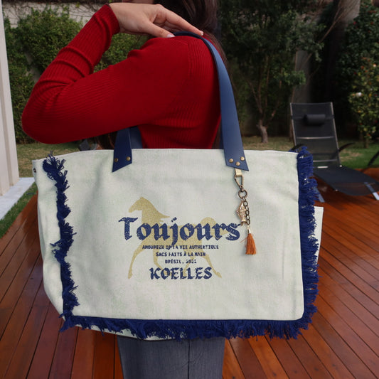 Bolsa Wallow Verde com Alça de Couro Marinho com Zíper