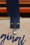 Bolsa Nuna Lilac com Alças de Couro Marinho com Zíper
