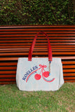 Bolsa Nuna Aqua com Alças de Couro Vermelho