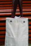 Bolsa Wallow Verde com Alça de Couro Marrom Escuro