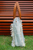 Bolsa Wallow Aqua com Alça de Couro Caramelo com Zíper