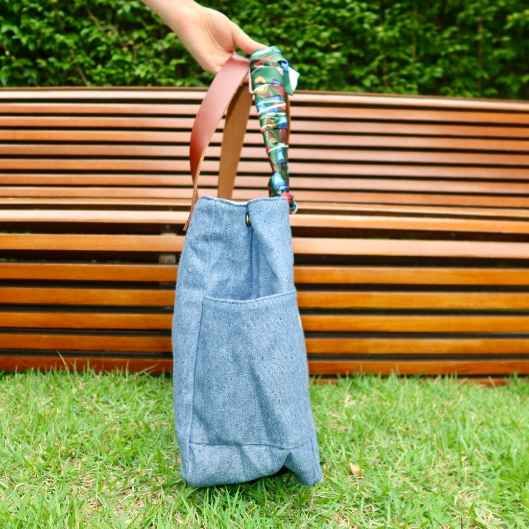 Bolsa Wallow Jeans com Alça de Couro Marrom