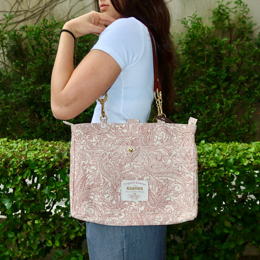 Bolsa Katrin Arabesque Terracota com Alças de Corrente e Couro Marrom