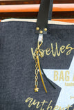 Bolsa Wallow Jeans Preto com Alça de Couro Preto