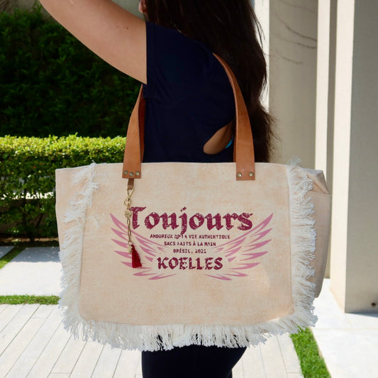 Bolsa Nuna Laranja com Alças de Couro Caramelo