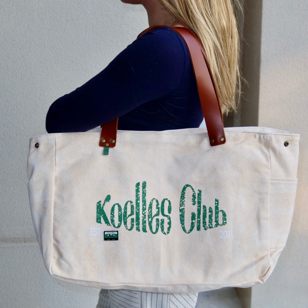 Bolsa Wallow Bege com Alça de Couro Marrom