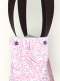 Bolsa Wallow Arabesque Rosa com Alça de Couro Marrom Escuro