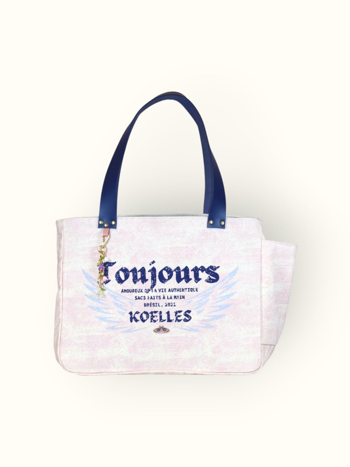 Bolsa Nuna Lilac com Alças de Couro Marinho