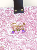Bolsa Wallow Arabesque Rosa com Alça de Couro Marrom Escuro