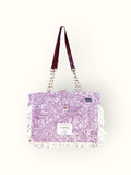 Bolsa Katrin Arabesque Vinho com Alças de Corrente e Couro Vinho