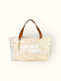 Bolsa Wallow Laranja com Alça de Couro Caramelo com Zíper