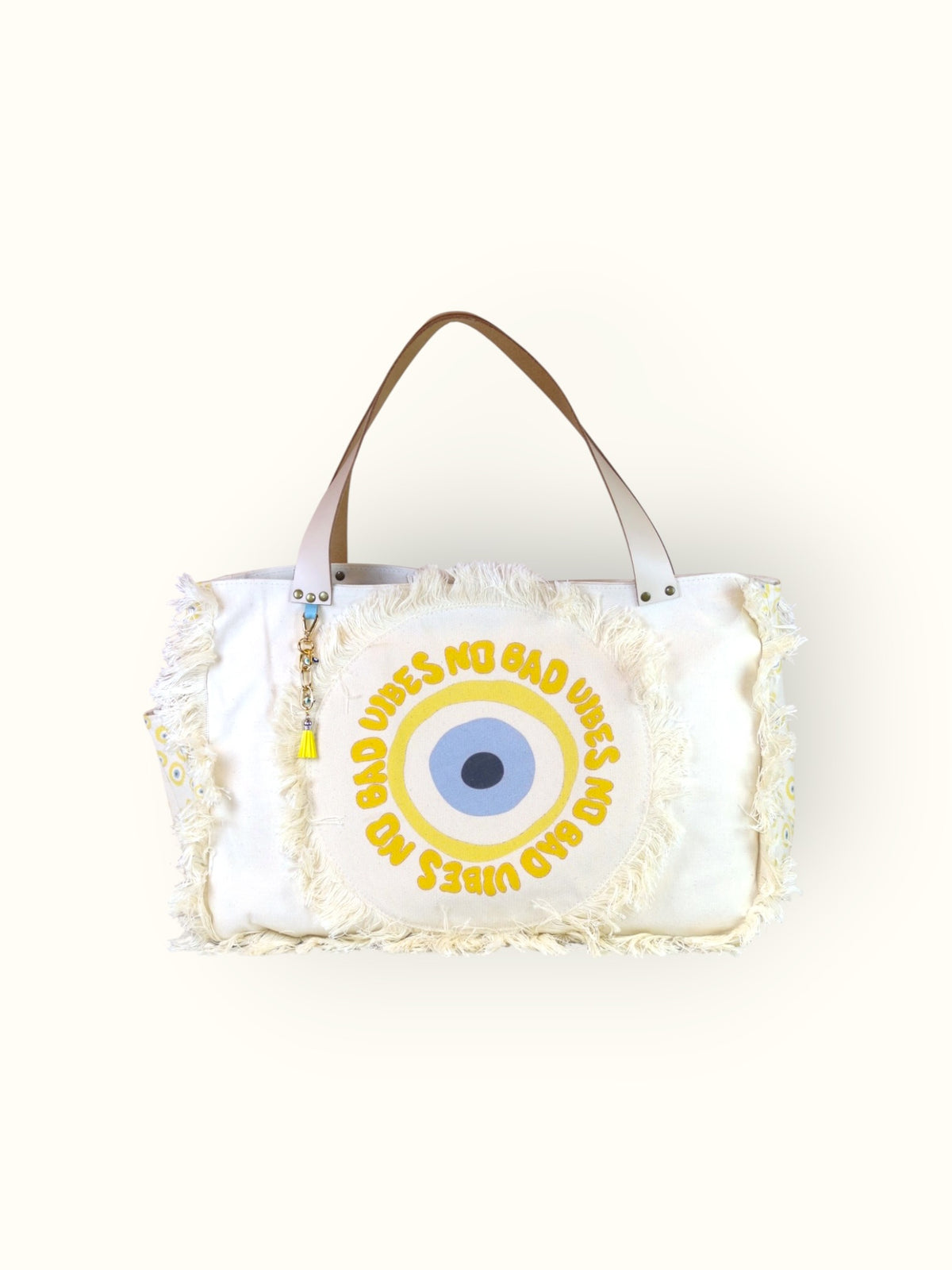 Bolsa Wallow Good Vibes Amarela com Alça de Couro Off White
