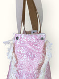 Bolsa Wallow Arabesque Rosa com Alça de Couro Off White