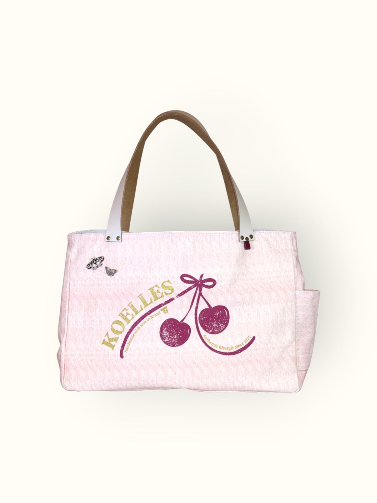Bolsa Wallow Rosa com Alça de Couro Off White